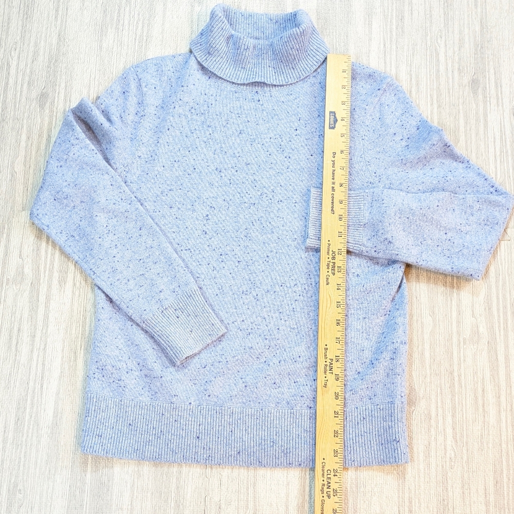 Lands' End Women's Light Blue Speckled Cashmere Turtleneck Sweater Soft Luxury S - Picture 5 of 11